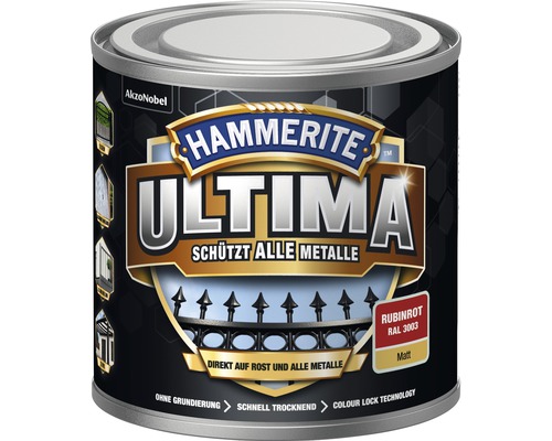 Hammerite metaalbeschermlak Ultima Ral 3003 robijnrood mat 250 ml