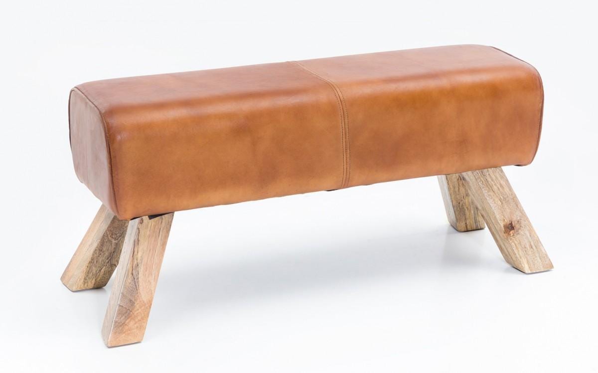 CHILLROI Design Turnbock Sitzbank Echtleder Gaderobenbank Turnhocker Hocker Bank