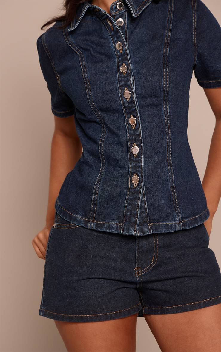 Bleu Indigo Short Mini En Denim Petite