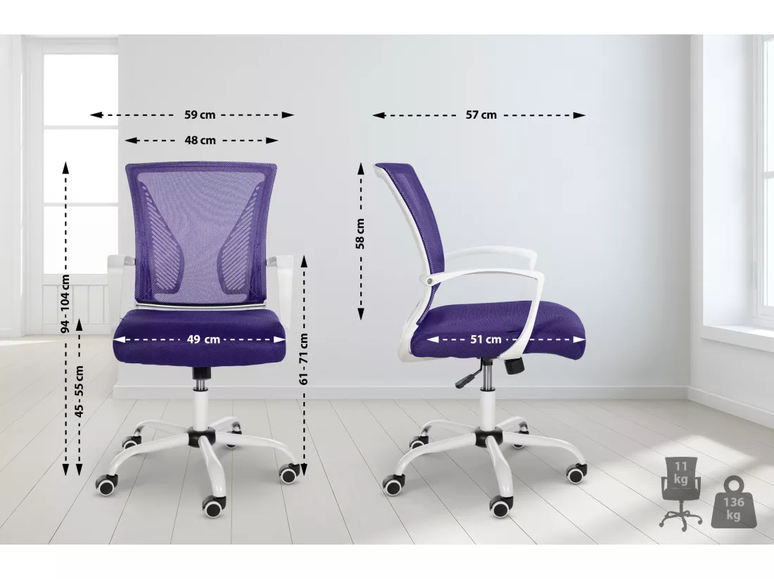 Chaise de bureau - Microfibre & Métal - Violet - Tracy
