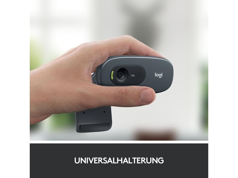 Logitech Webcam HD C270 HD 720p, Belichtungskorrektur HD-Webkamera mit Mikrofon, Rauschunterdrückung und Universalhalterung