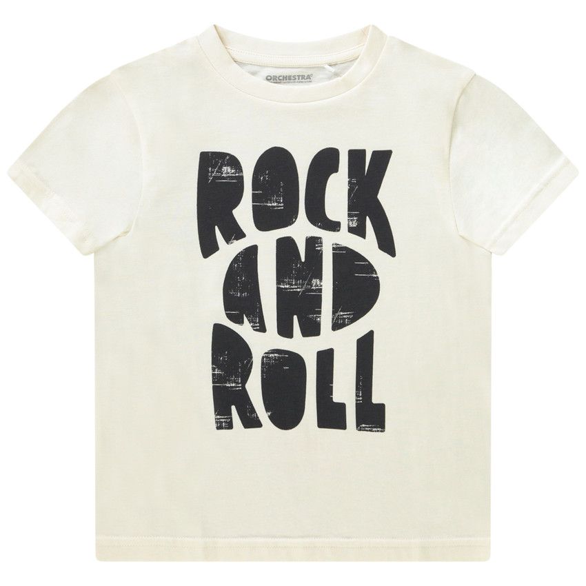 T-shirt manches courtes print fantaisie pour garçon - Ecru