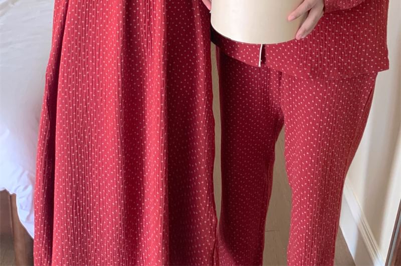 Sadelle - Koppel bijpassende pyjamatop / jurk / set met lange mouwen en stippen