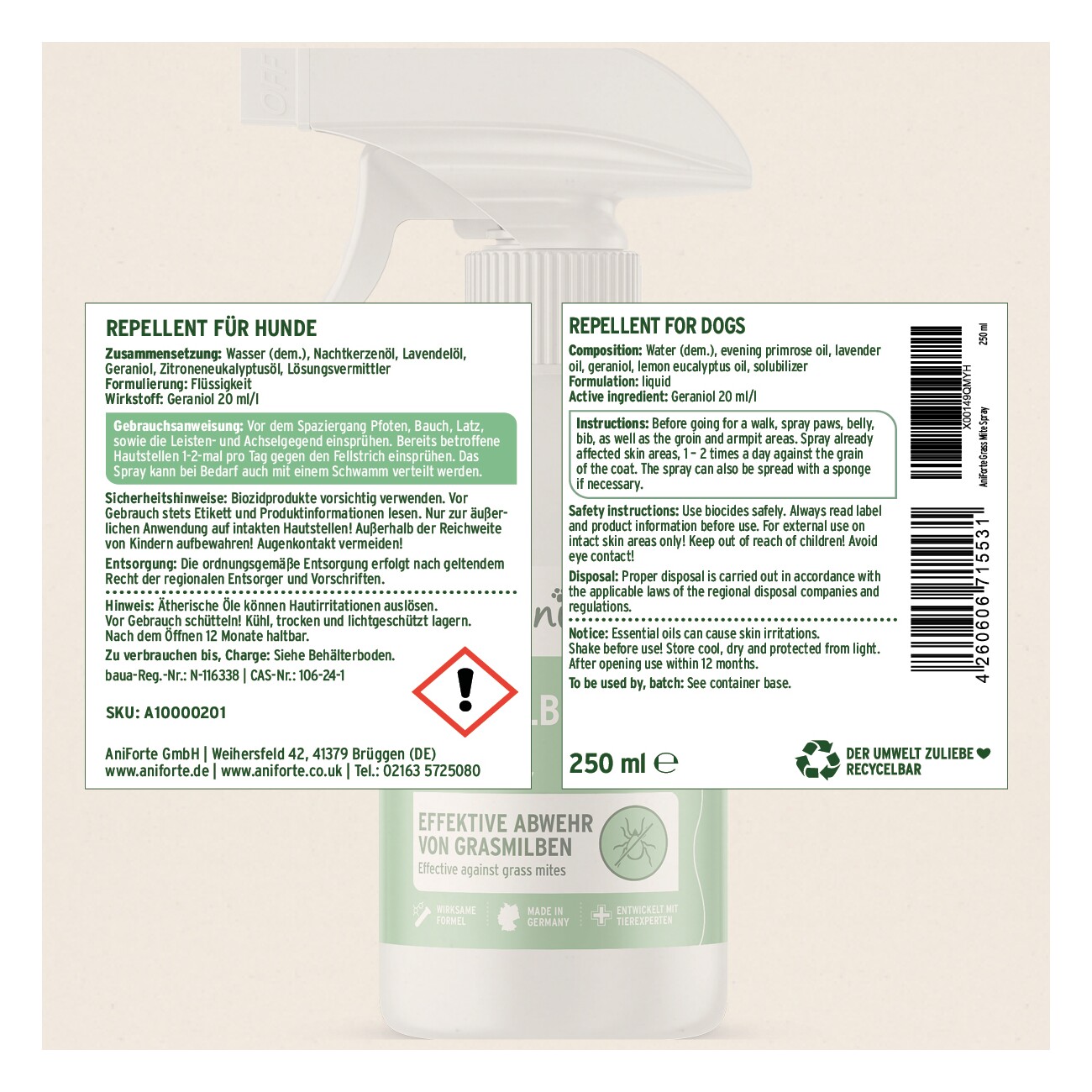 AniForte Grasmilben-EX Spray für Hunde 250ml