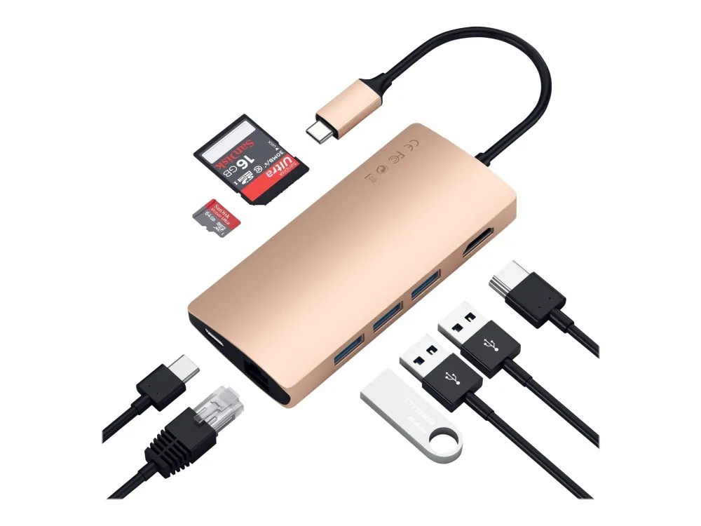 Satechi TYPE-C MULTI-PORT ADAPTER 4K WITH ETHERNET V2 - Dockingstation - USB-C / Thunderbolt 3 - HDMI - 1GbE