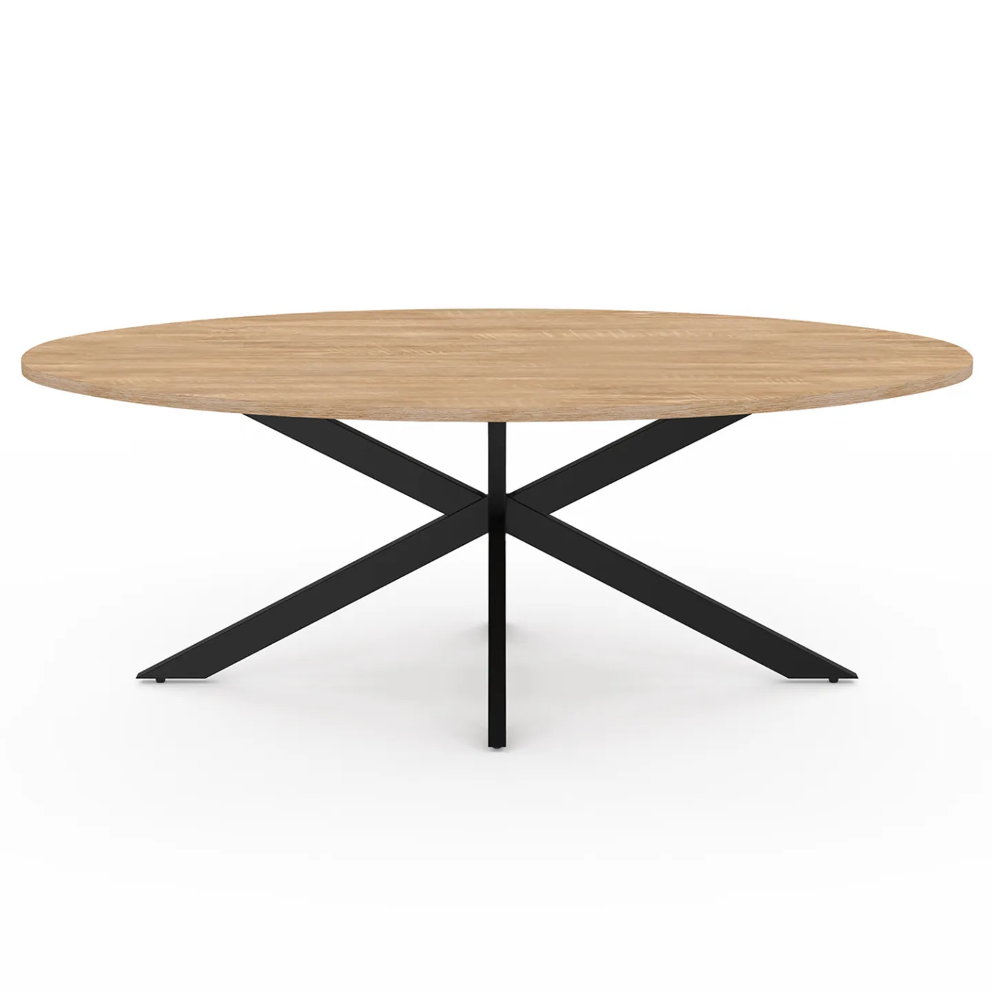 Table basse ovale ALIX 110 cm pied araignée bois et noir