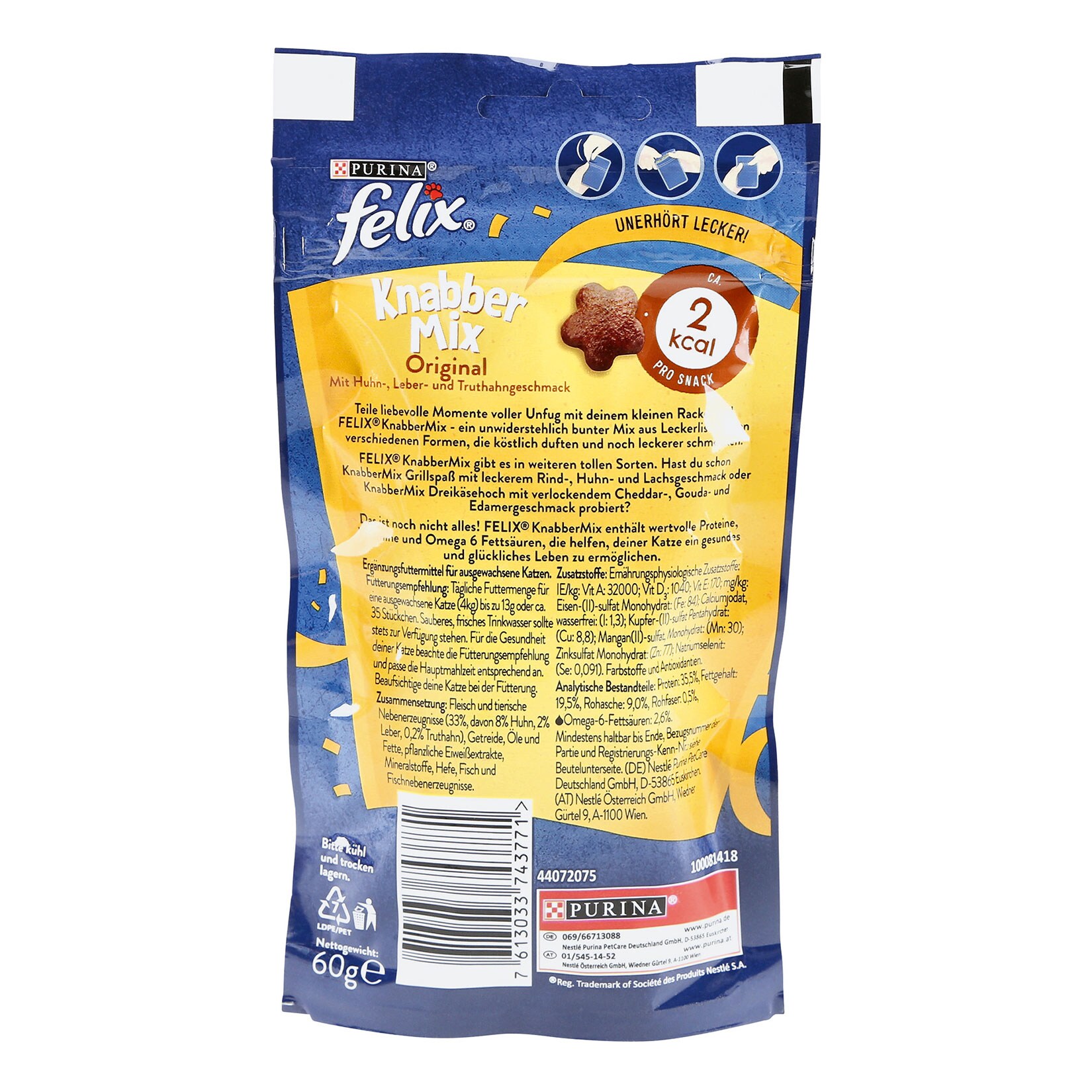 Felix Katzensnack Knabbermix 60 g, verschiedene Sorten, 64er Pack