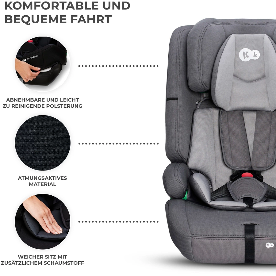 Kinderkraft Autokindersitz Safety Fix 2 i-Size 76 bis 150 cm 8 kg grau