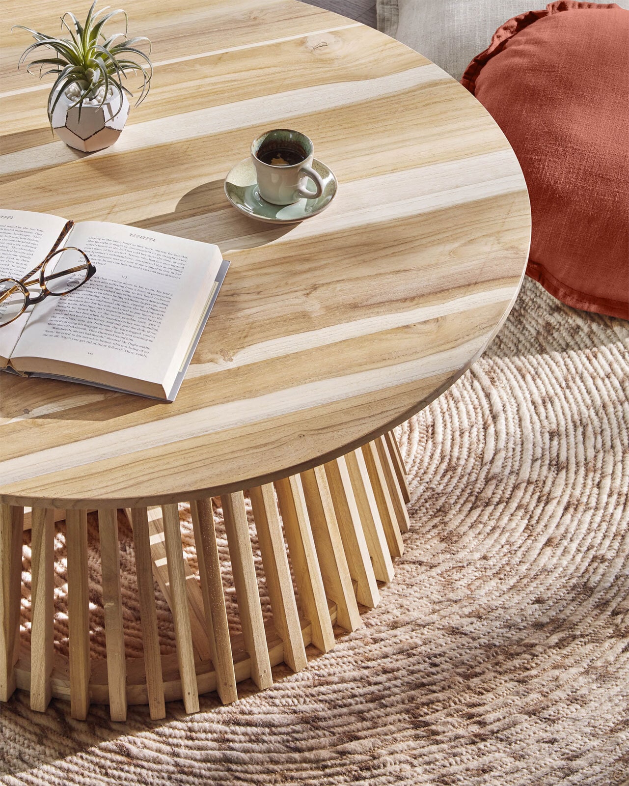 KaveHome Couchtisch IRUNE 80 x 40 cm Teak braun