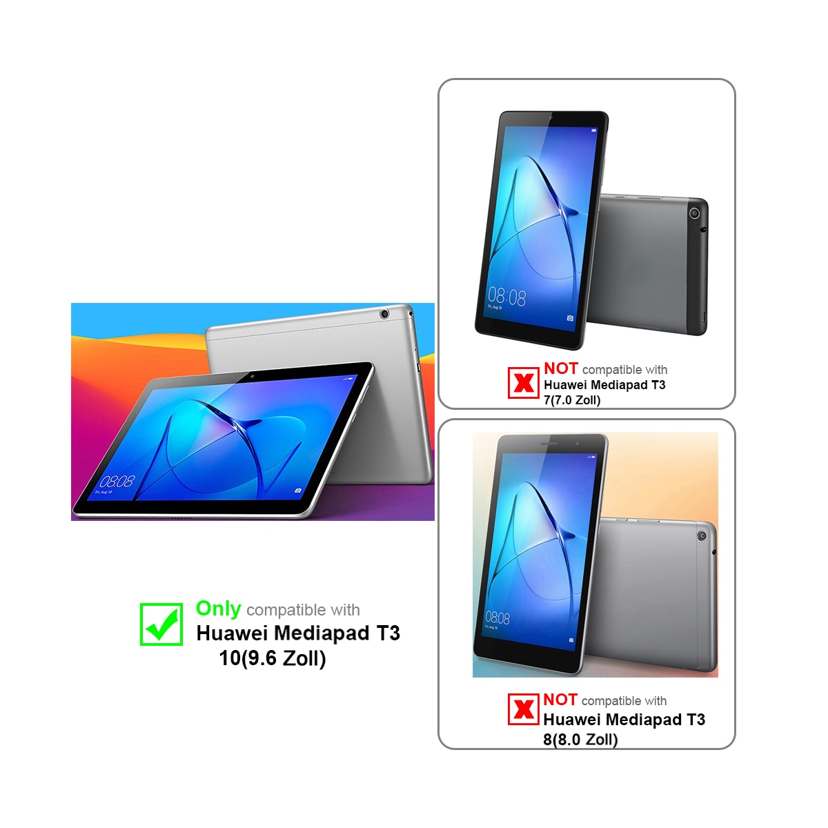 Huawei MediaPad T3 10 (9.6 tomme) deksel til nettbrett