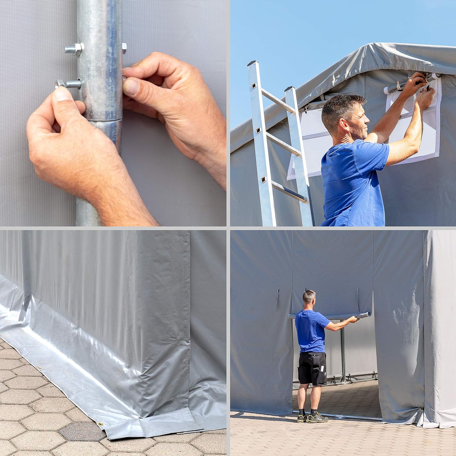 TOOLPORT Zelthalle 4x6m / 3m Seitenhöhe Garage Industriezelt Lagerhalle PVC Plane 850 N wasserdicht grün