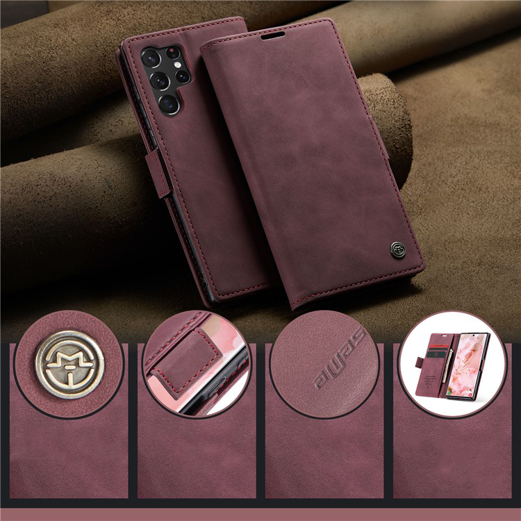 Samsung Galaxy S24 Ultra Leder Tasche Flip Wallet Etui mit Kartenfächern - Rot
