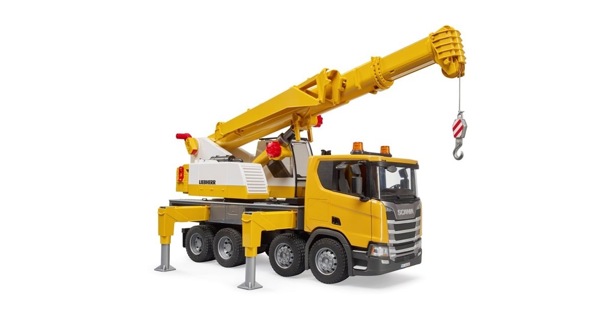 bruderScania Super 560R vrachtwagen met Liebherr hijskraan en licht en geluid Modelvoertuig  (03571)