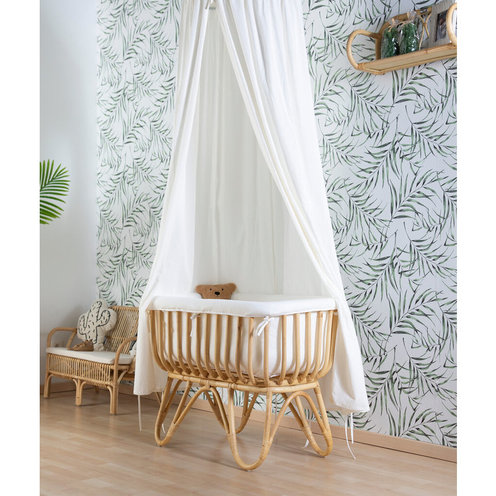 Berceau Rotin Rect. 90x50x70 + Matelas 81x42x5 + Habillage Jersey - CHILDHOME