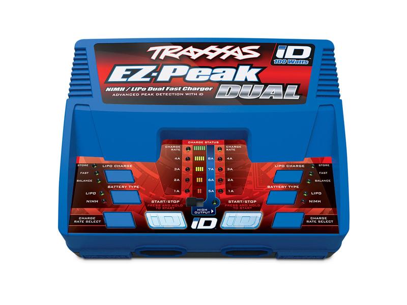 Traxxas Dual-Ladegerät EZ-Peak 8A, 100W, 2-3S 8-Ampere NiMH/Lipo Schnell-Ladegerät für Traxxas-ID Akkus