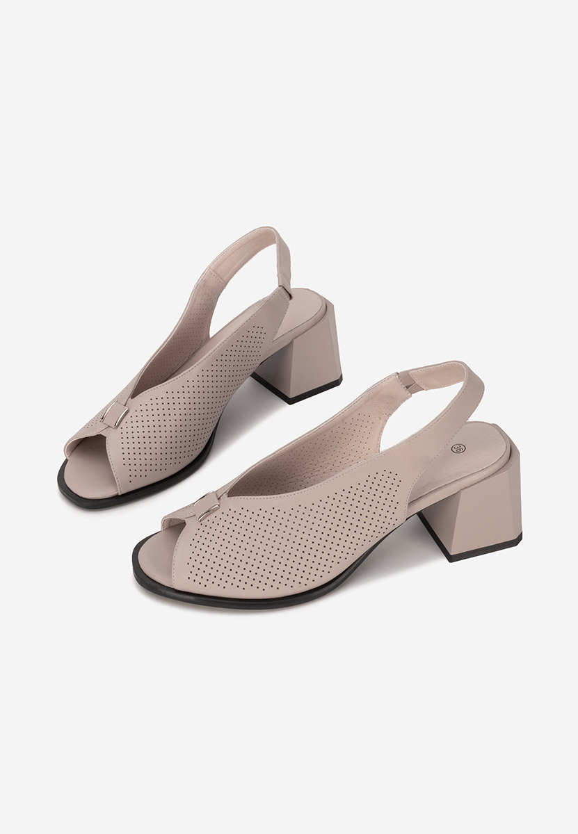 Sandales à talon épais beige Heliena