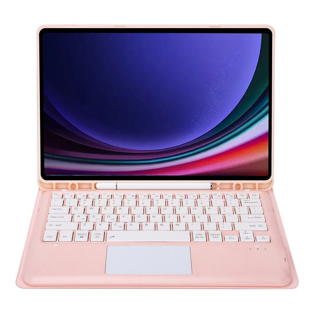 Samsung Galaxy Tab S9  Plus Tasche mit abnehmbarer Bluetooth Tastatur und Touch Pad   S Pen Halter (QWERTY) - Rosa