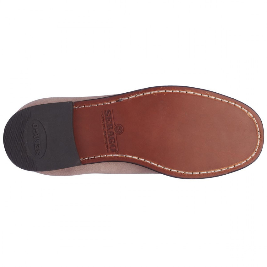 LISA  Beige Camel-Mocassin pour femme en cuir suede