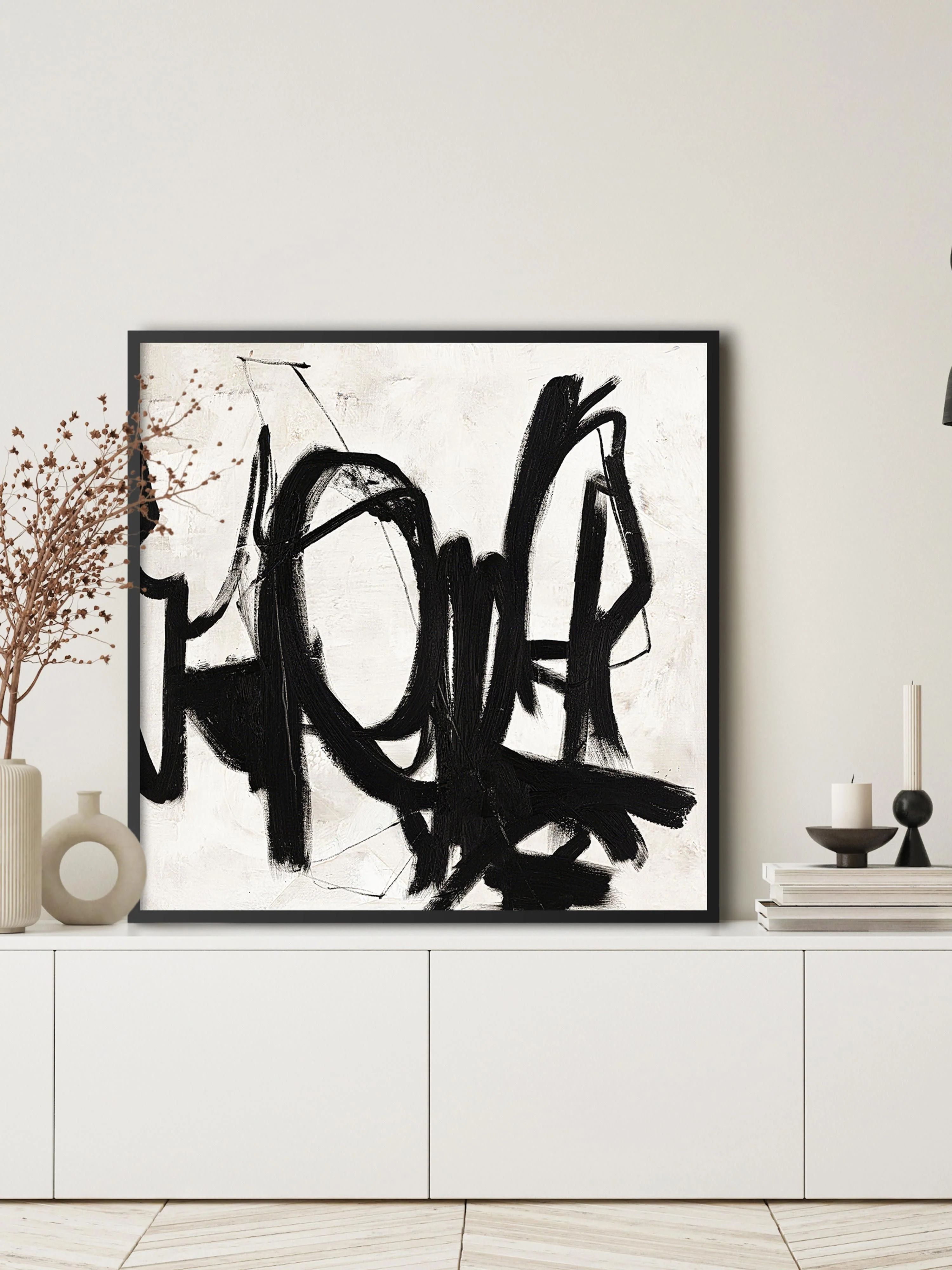 Handgeschilderd ingelijst canvas Playblack
