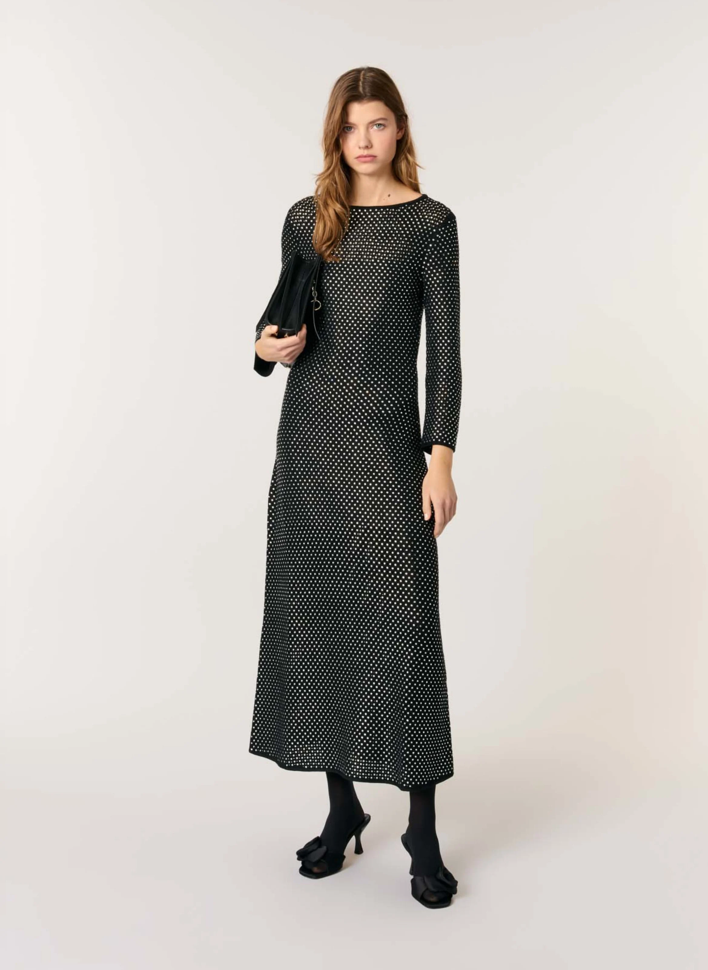 Robe longue col rond | Noir
