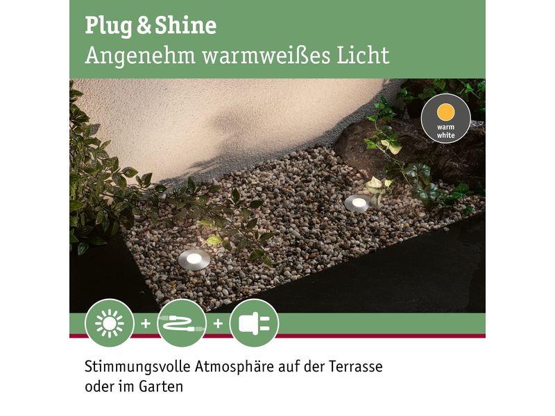 Paulmann Gartenspot Plug & Shine Floor Mini 3000 K Bodeneinbauleuchte für das Plug & Shine System