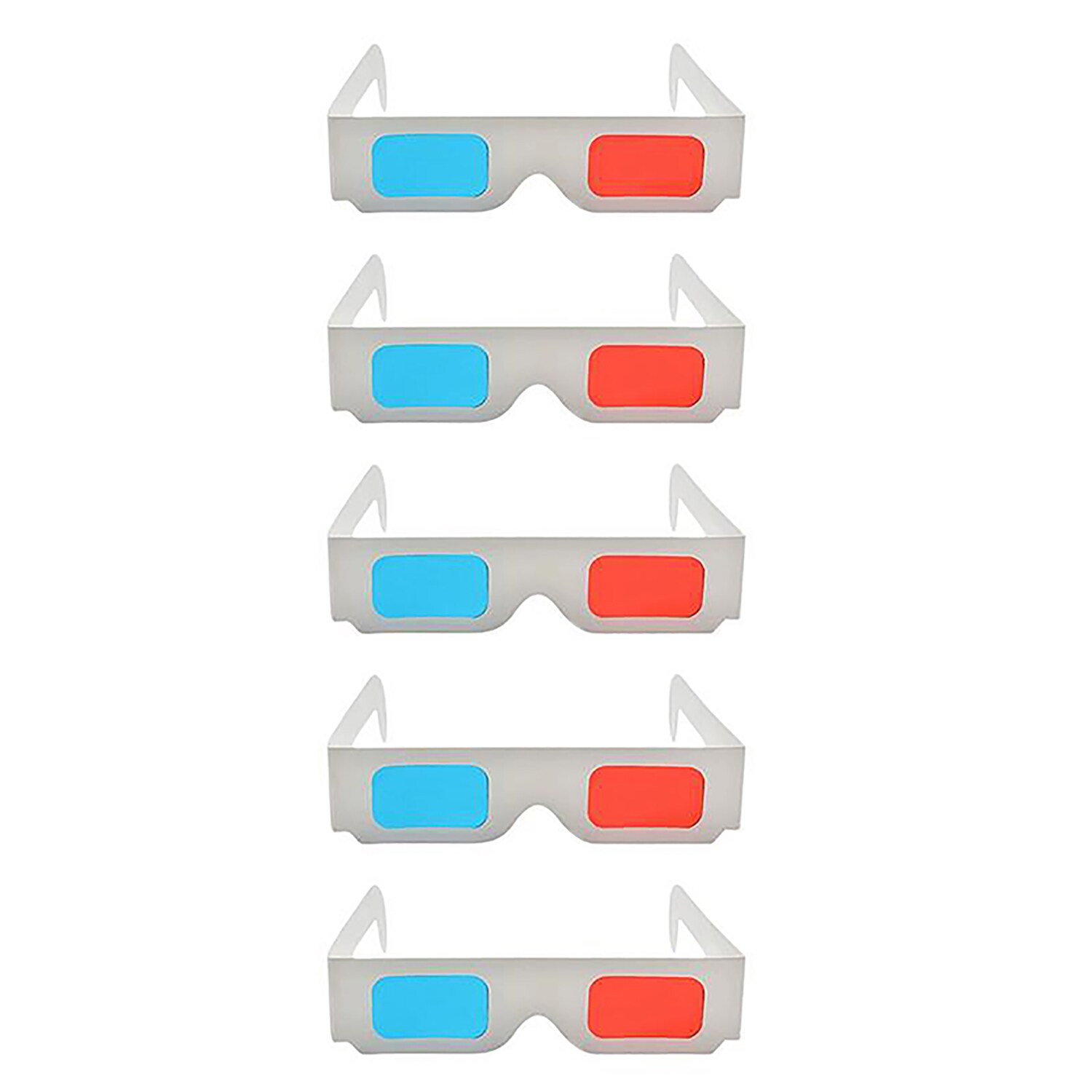 TPFNet Anaglyphenbrille 3D Brille Pappe Weiß - 5 Stück