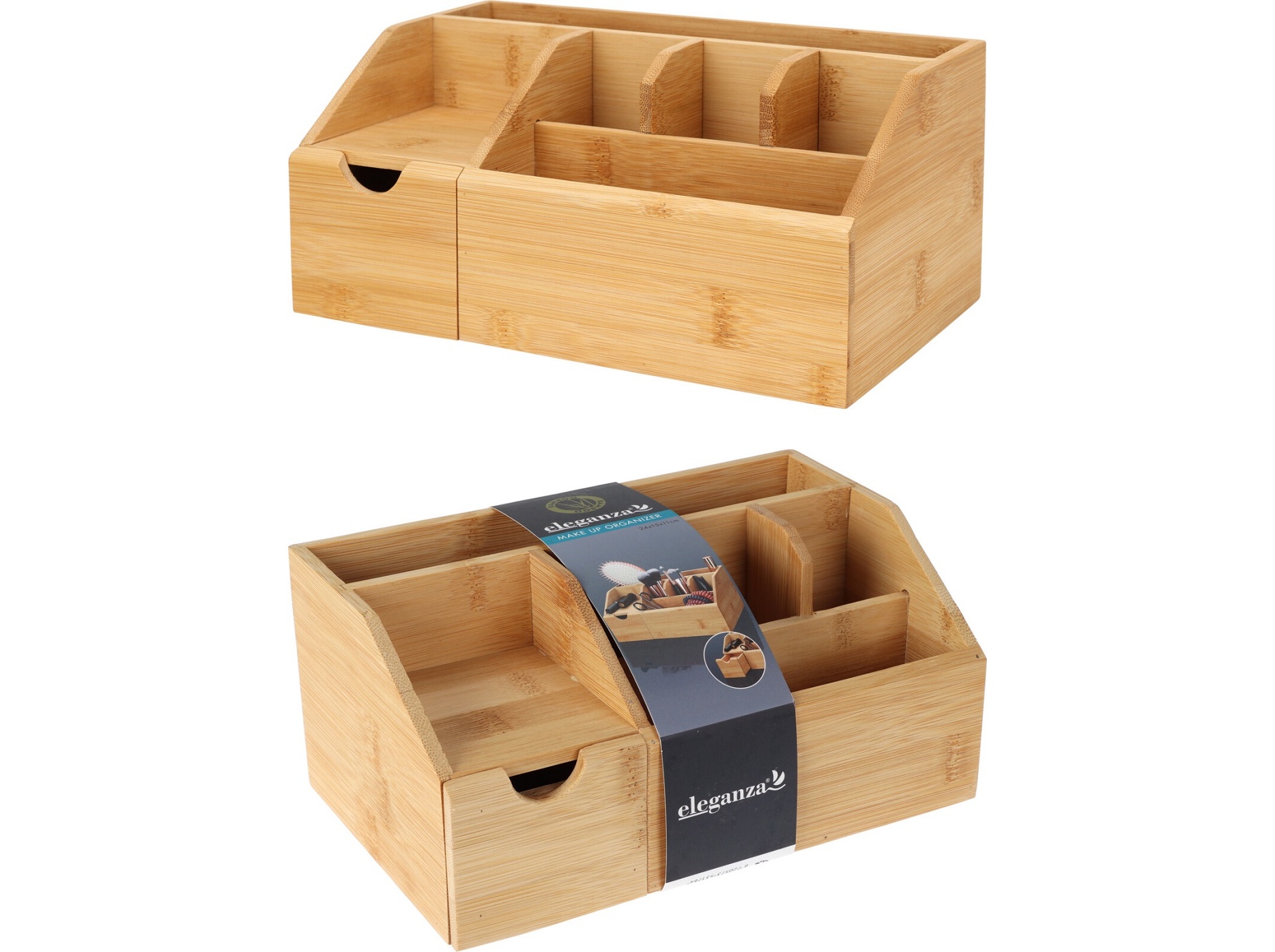 ORGANIZADOR PARA MAQUILHAGEM EM BAMBU 23X9X8.5CM
