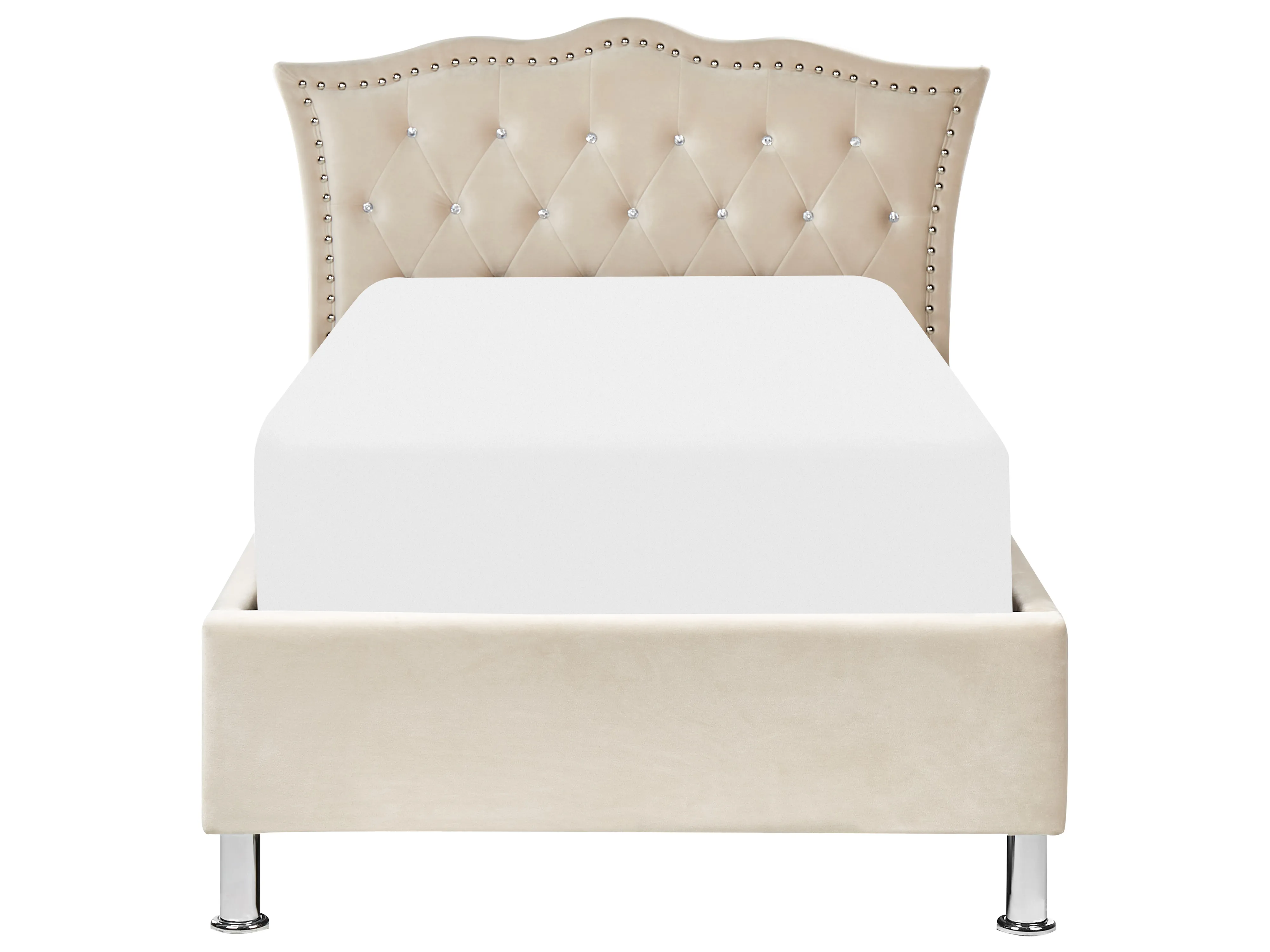 Bed met opbergruimte Fluweel METZ 90 x 200 cm Beige