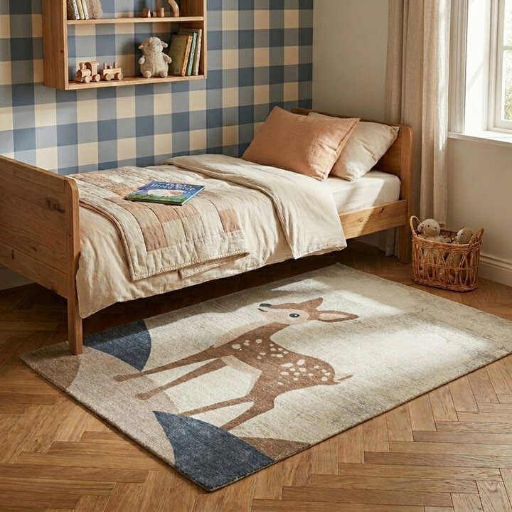 Kinderkamer vloerkleed - Balou Hert Bruin | Speels & Duurzaam