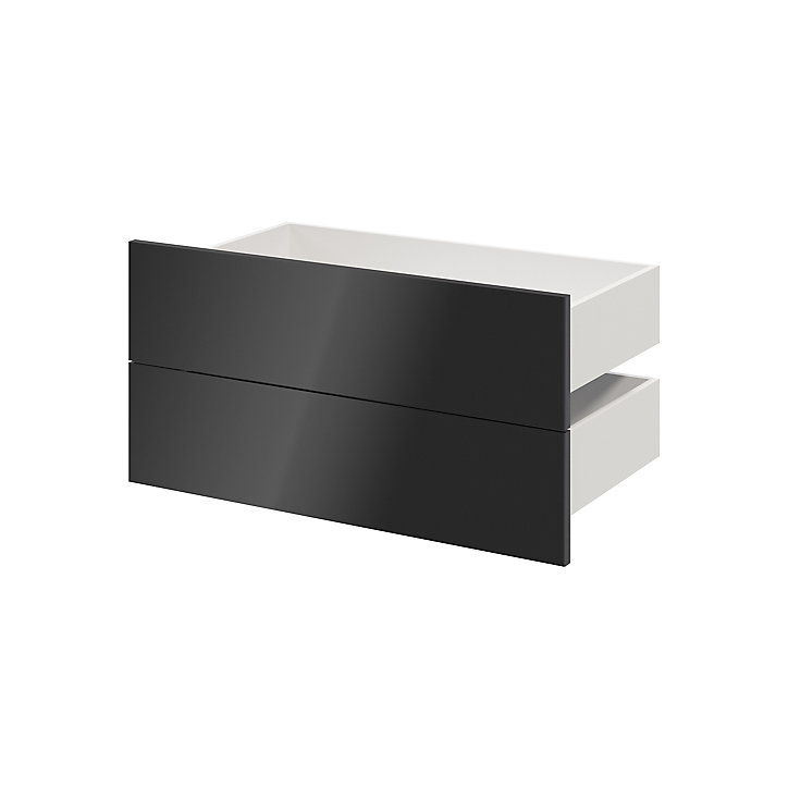 Lot de 2 tiroirs anthracite brillant GoodHome Atomia H. 18,5 x L. 74,4 x P. 39 cm