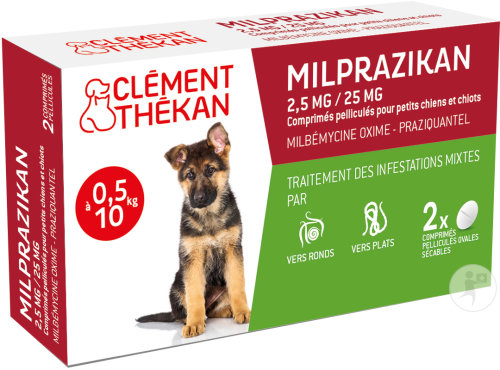 Clément Thékan Milprazikan Chiot Traitement Des Vers Plats Et Ronds 2 Comprimés