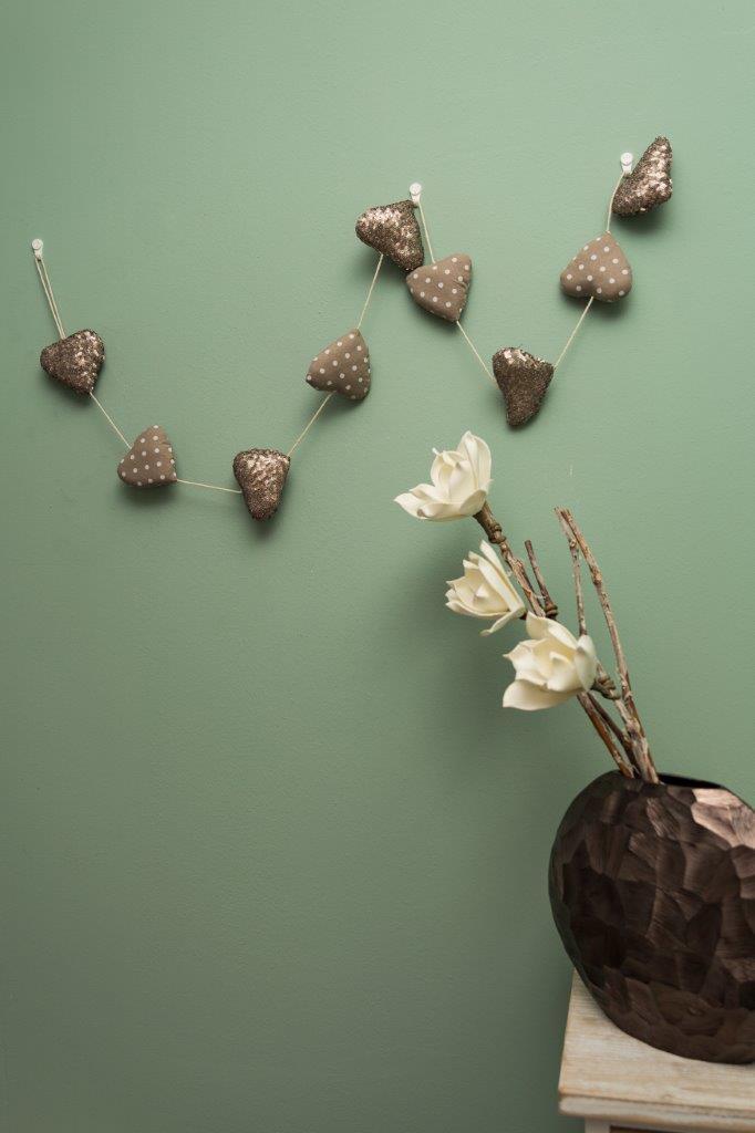 Hängedekoration Hearts - grau-rosa - 148 cm