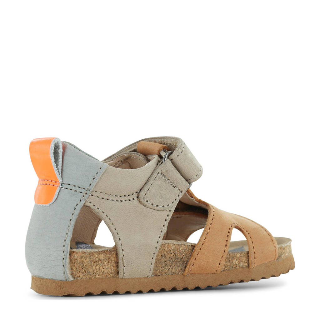 Shoesme leren sandalen grijs/cognac