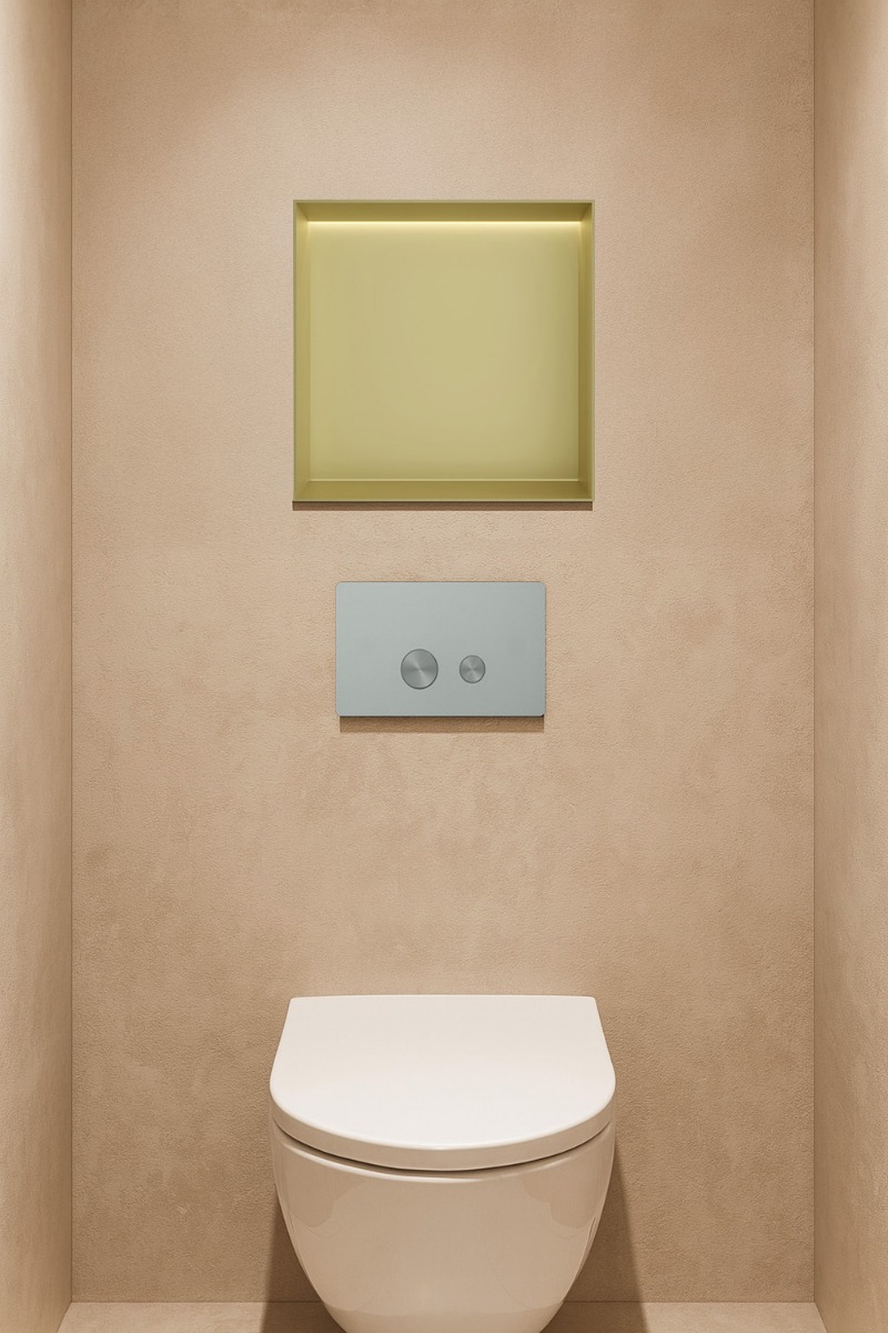 Hotbath &More frameless inbouwnis met verlichting 30x30x10cm geborsteld messing PVD