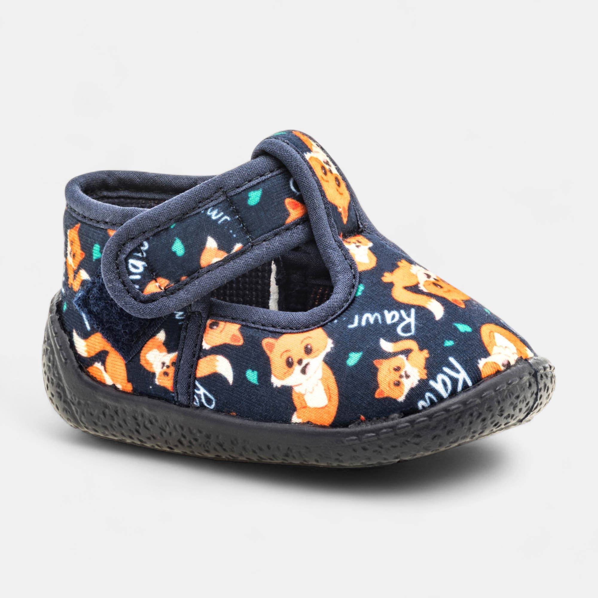 Pantoufles attaches velcros Bébé garçon bleu marine