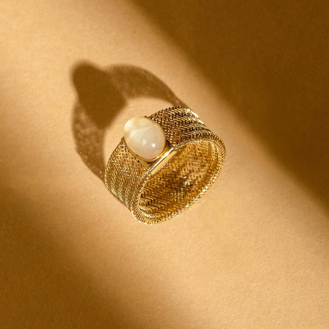 Instant d'Or Bague ajustable Flamboyant Quartz rose or jaune