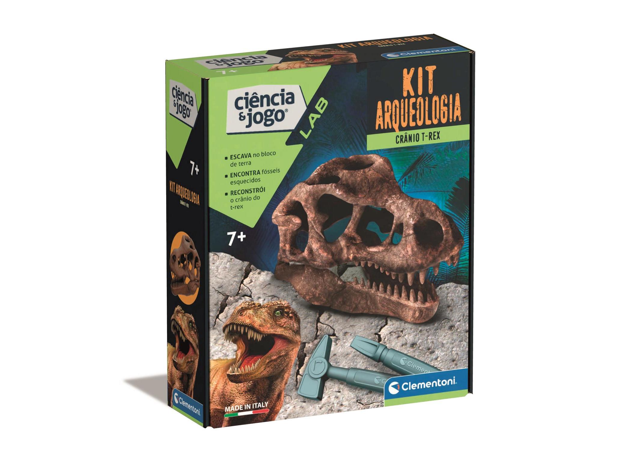KIT ARQUEOLOGIA CLEMENTONI CRÂNIO T-REX