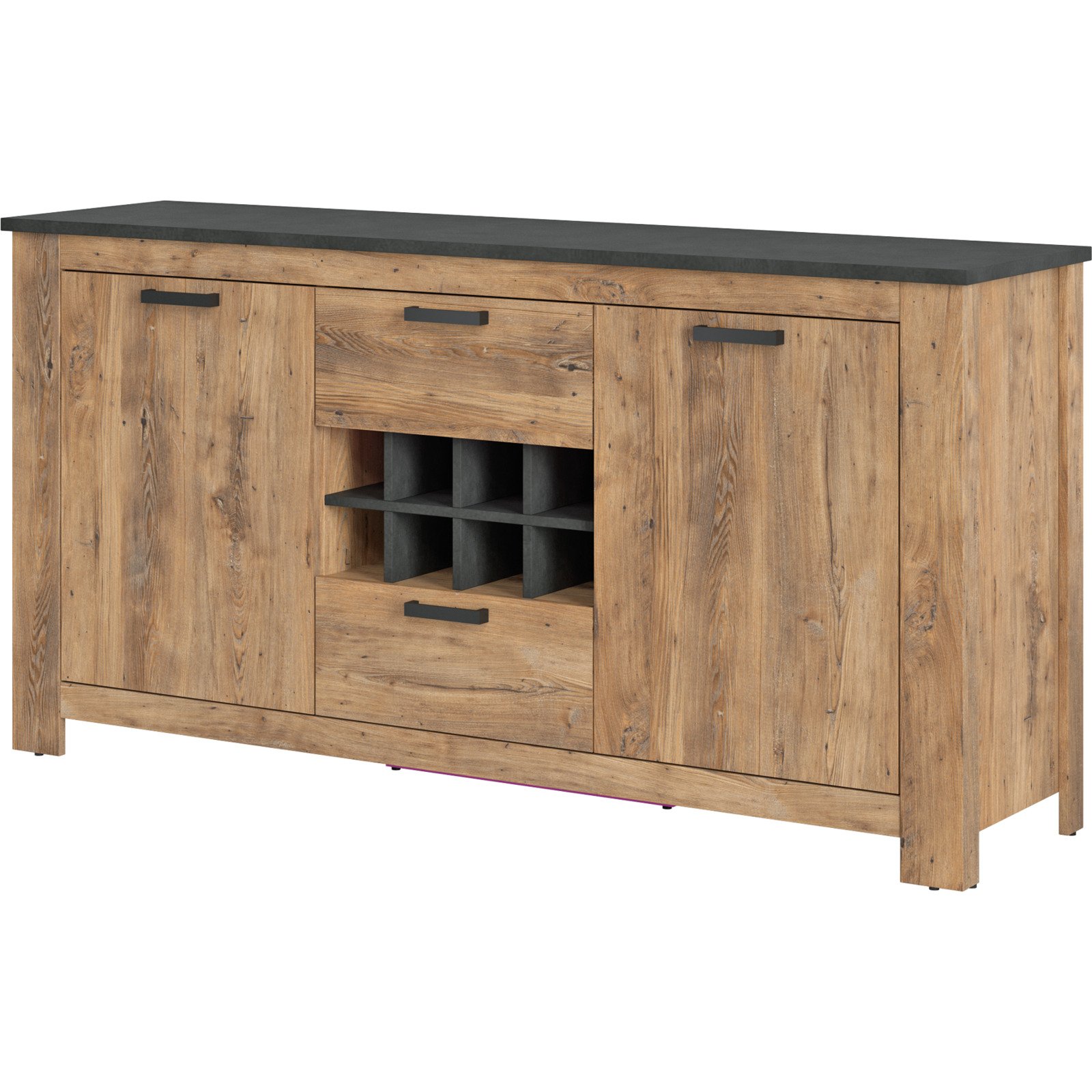 Sideboard Ronda Dekor Kastanie Breslau anthrazit 177 x 90 x 46 cm