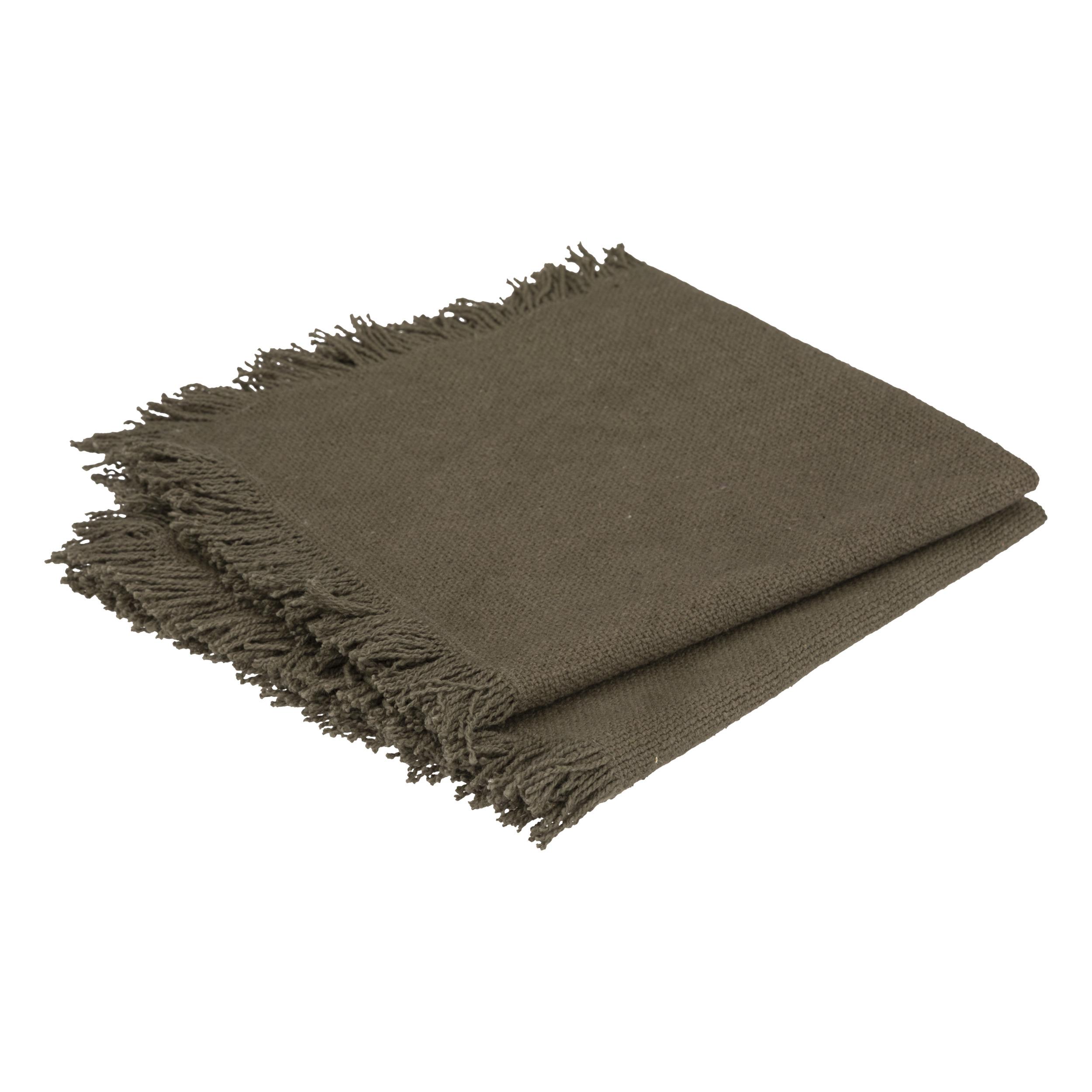 SERVIETTE COTON FRANGE MAHA KAKI 40X40CM X2 PIECES
