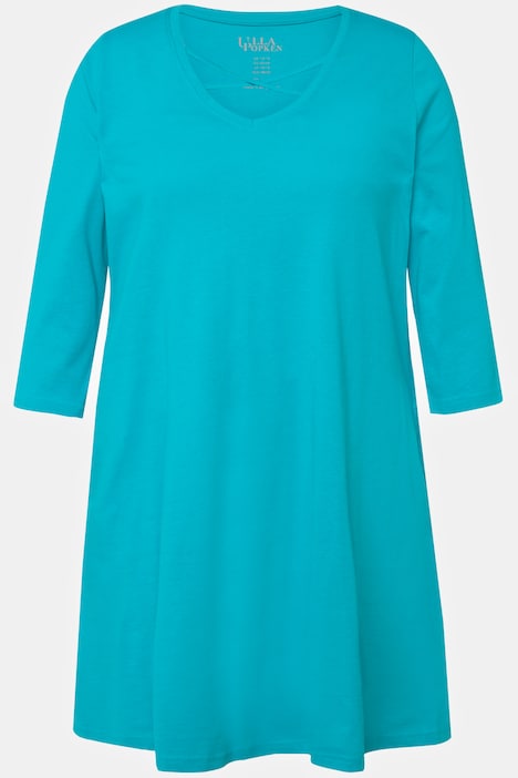 Longshirt, Zierbänder, A-Linie, V-Ausschnitt, 3/4-Arm