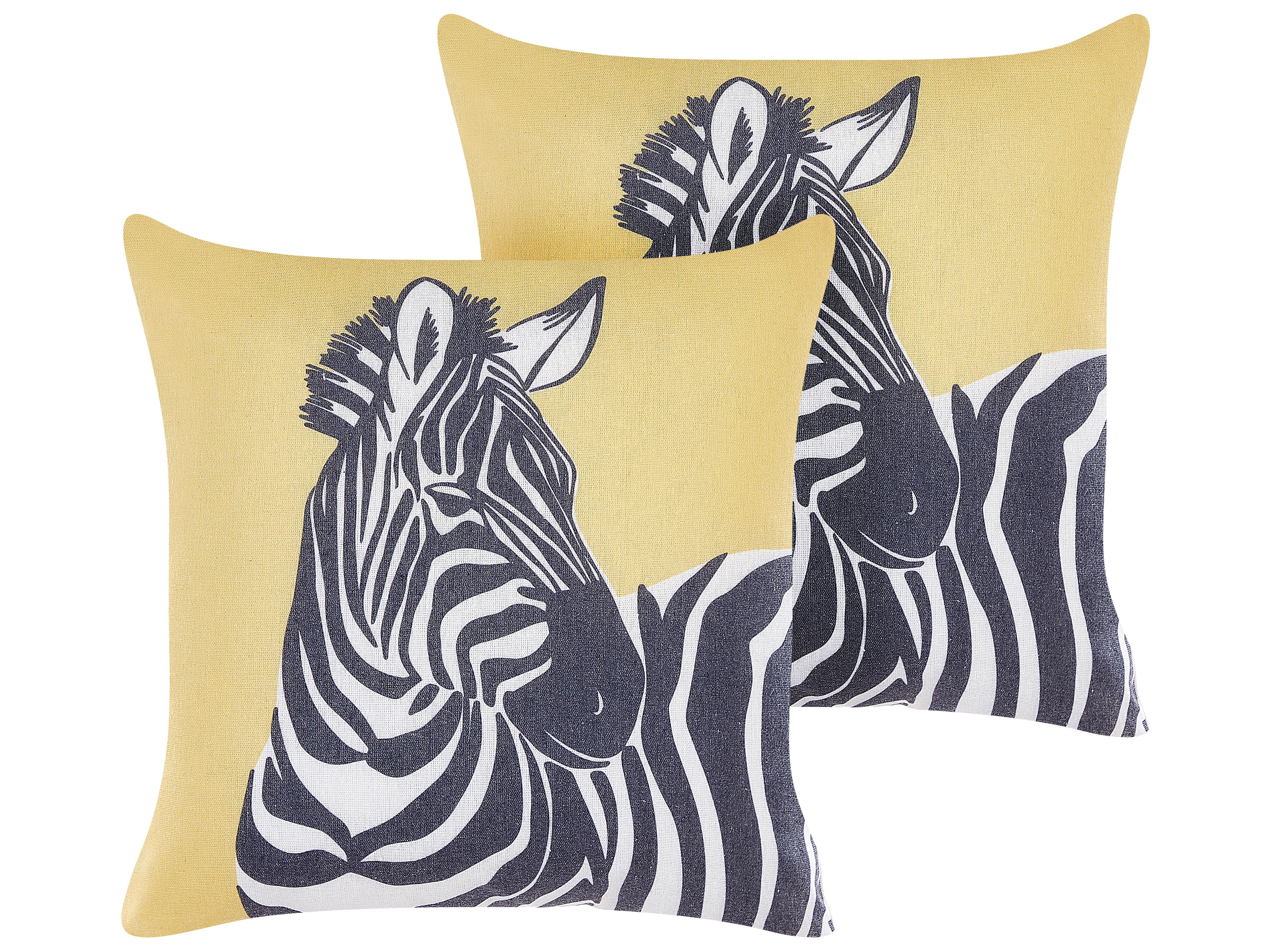 Set van 2 sierkussens MANKETTI 45 x 45 cm Geel dierenprint