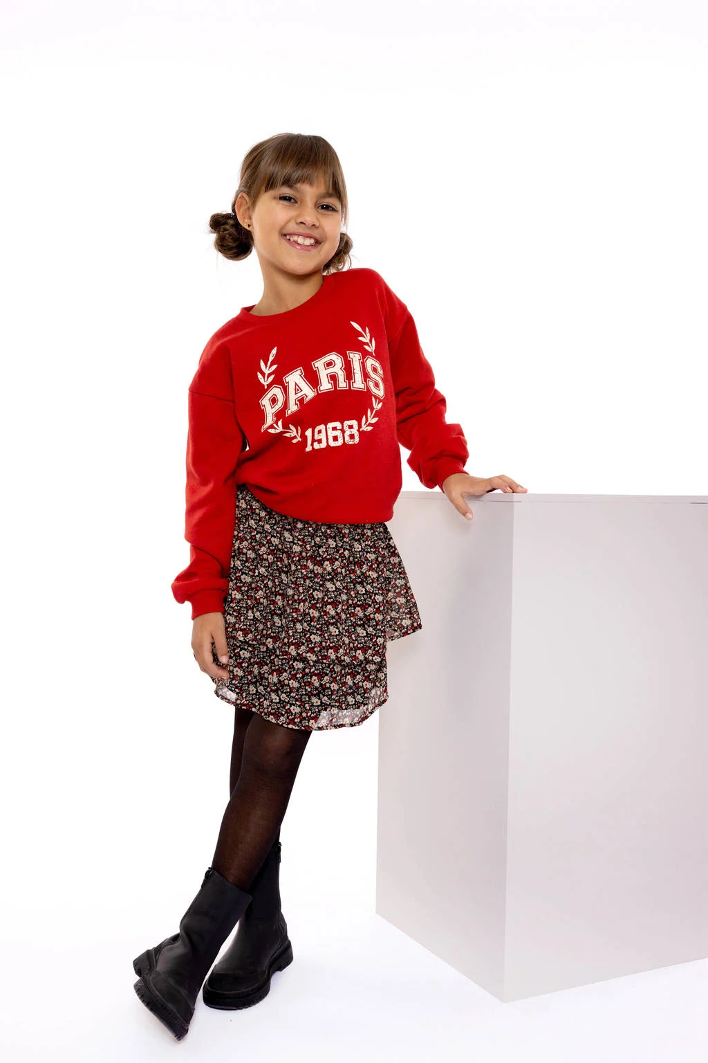 No Way Monday sweater met printopdruk rood/wit