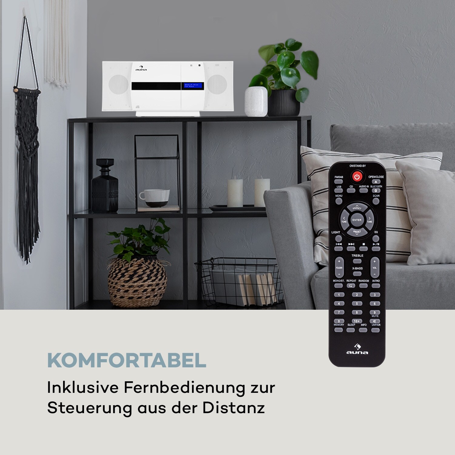V-20 DAB Vertikal-Stereoanlage BT NFC CD MP3 USB DAB+ & UKW-Tuner Weiß