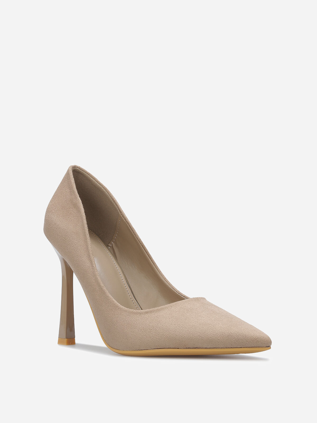 Stilettos en suédine à talon verni- Taupe