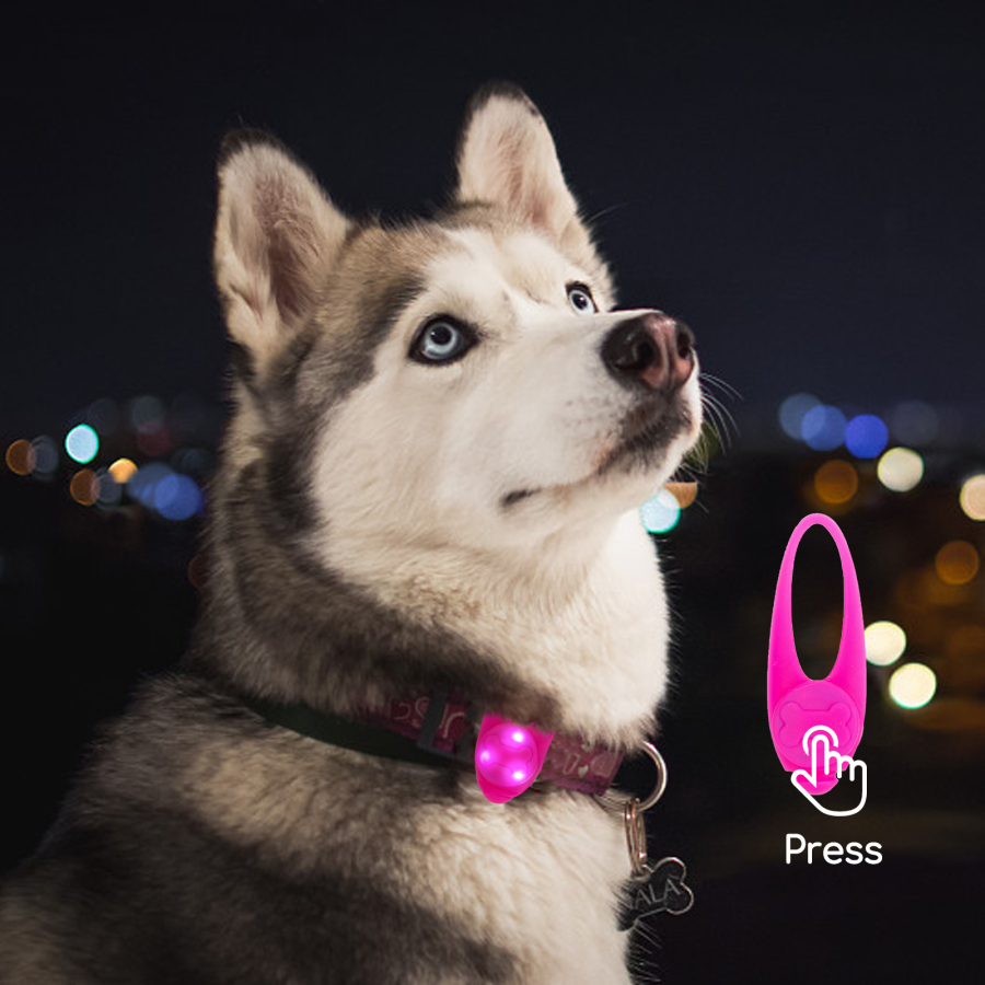 Luz de LED para coleira de cachorro Nobleza em silicone, à prova d'água, ideal para passeios noturnos, acessório para cães, 3 modos, 8 cm x 3,2 cm (1 unidade)
