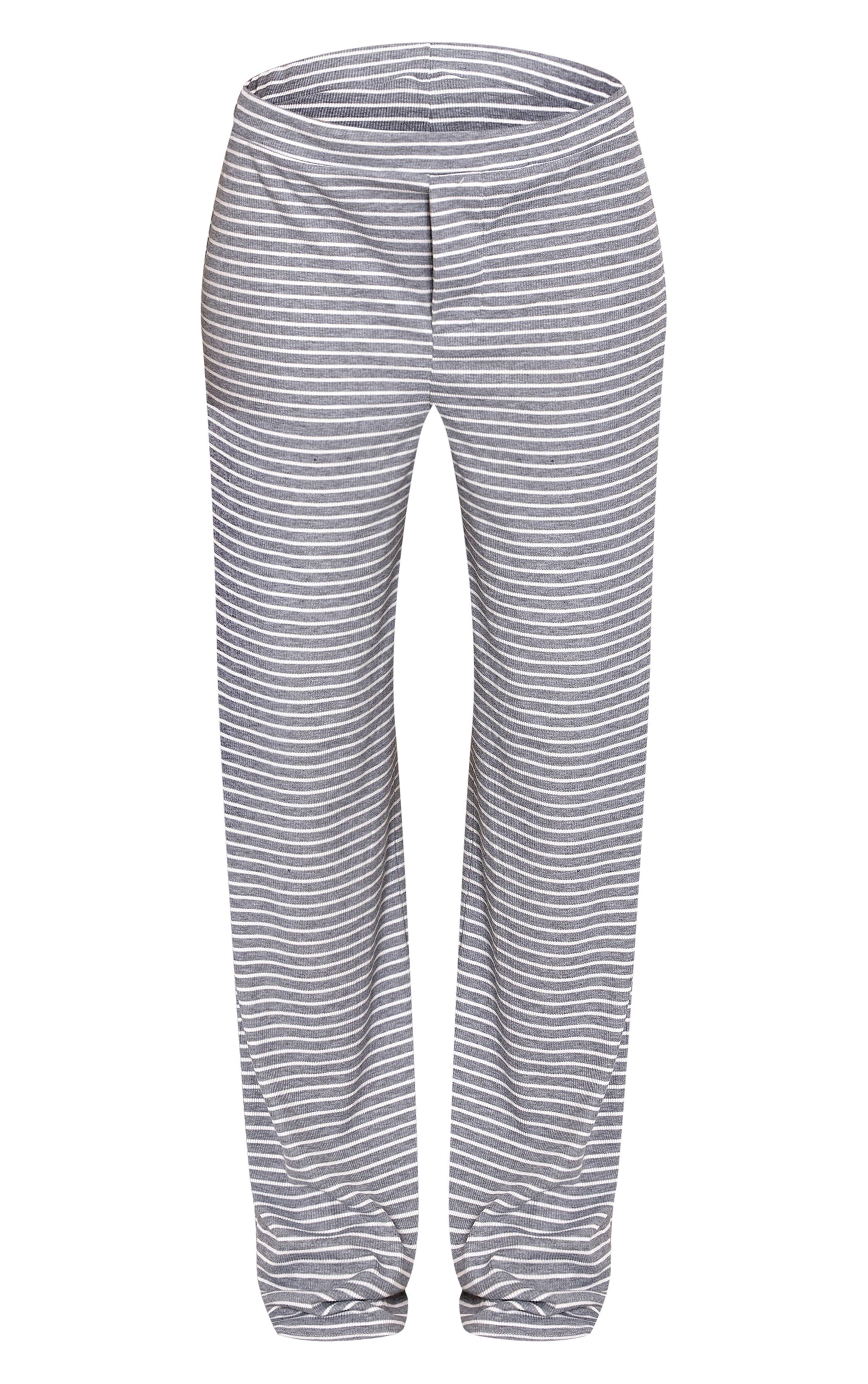 Gris Chiné Pantalon Large Style Boyfriend Taille Haute