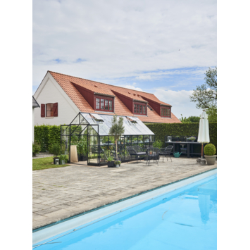 Tuinkas Royal Well Qube 816 zwart gecoat met 3mm veiliheidsglas