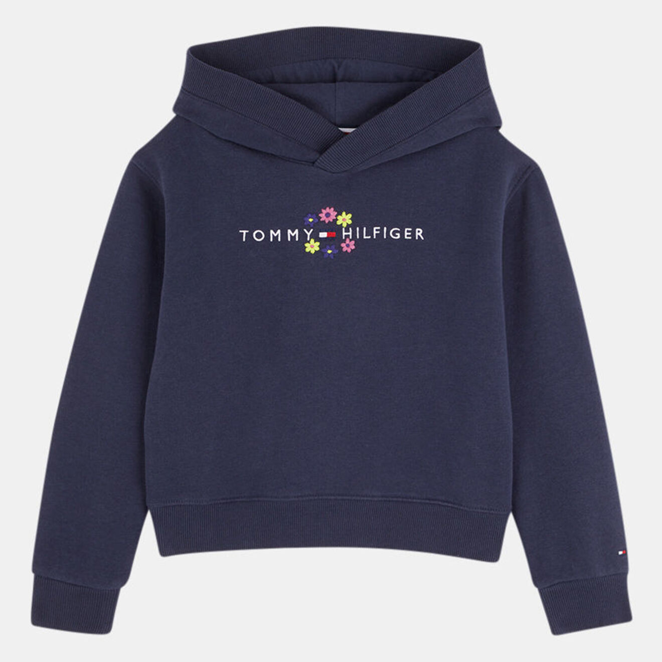Tommy Hilfiger Sweat en Coton mélangé à Capuche Logo à fleurs bleu marine