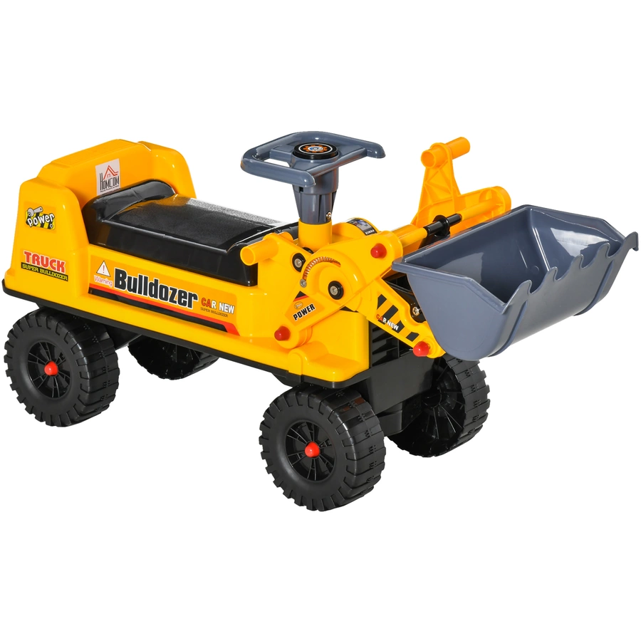 HOMCOM Kinder Bulldozer mit Stauraum Gelb, Schwarz