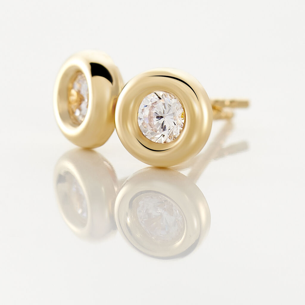 Boucles D'oreilles Puces Eden Serti Pneu Or Jaune Oxyde De Zirconium
